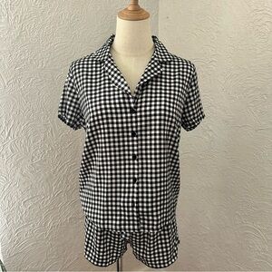 Forever 21 Black and White Gingham Button Down Pajama Set